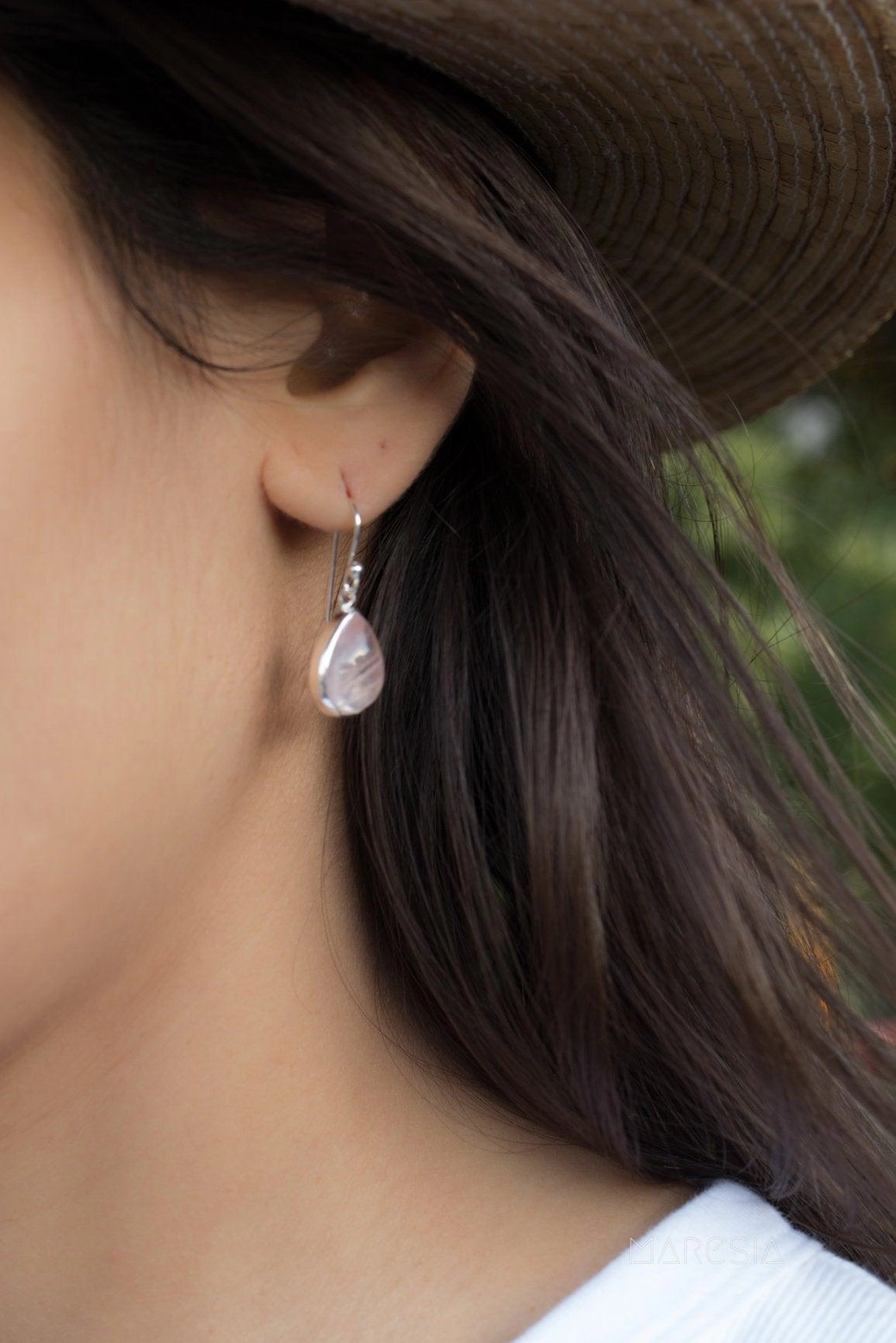 Rose Quartz Earrings ~ Sterling Silver 925  ~ ME138