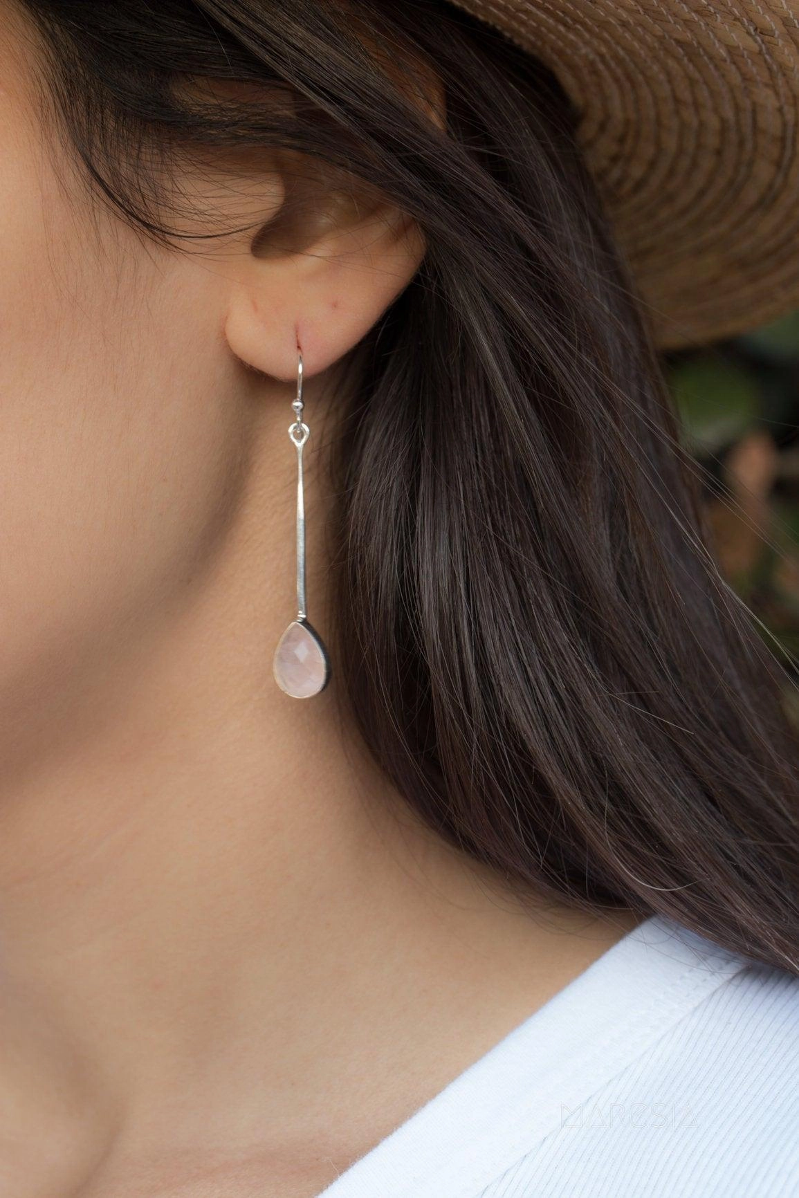 Rose Quartz Earrings ~Sterling Silver 925  ~ ME133