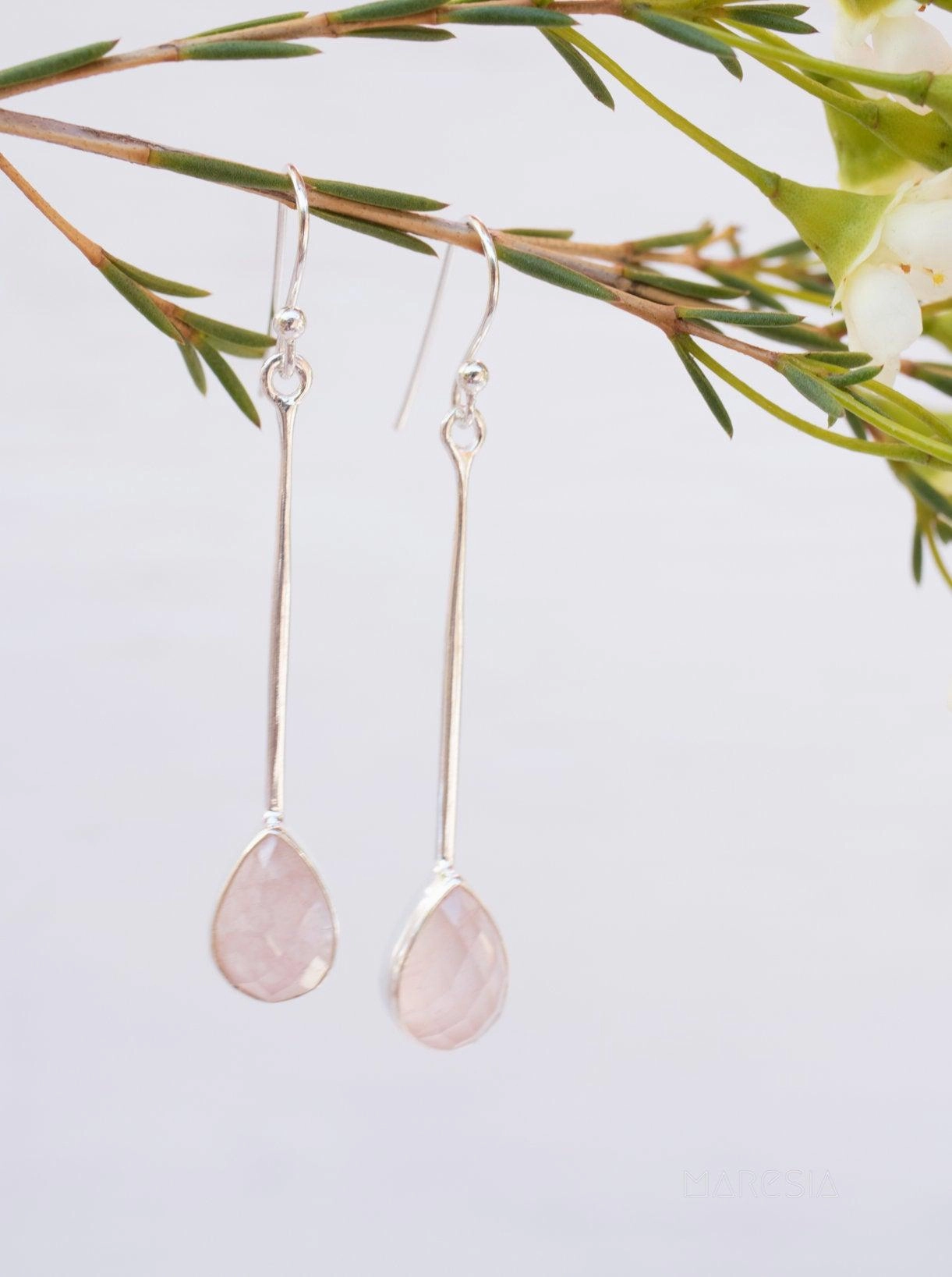 Rose Quartz Earrings ~Sterling Silver 925  ~ ME133