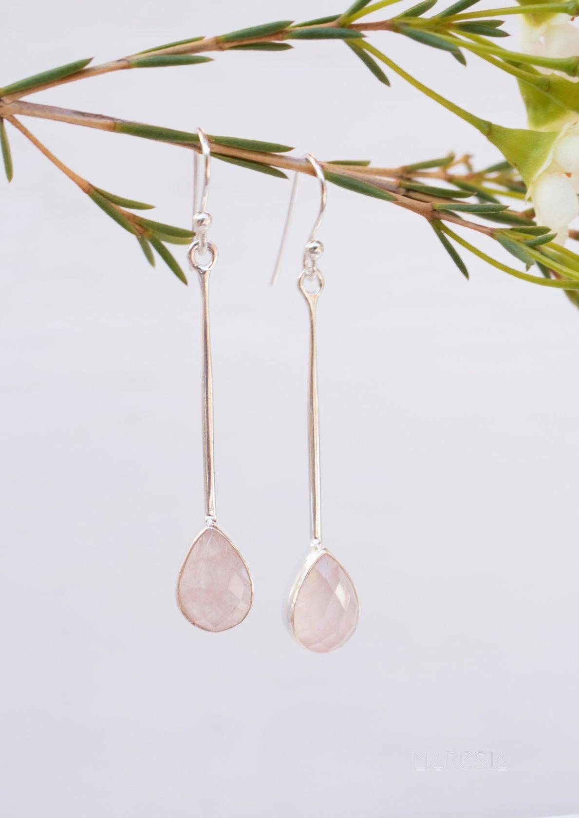 Rose Quartz Earrings ~Sterling Silver 925  ~ ME133