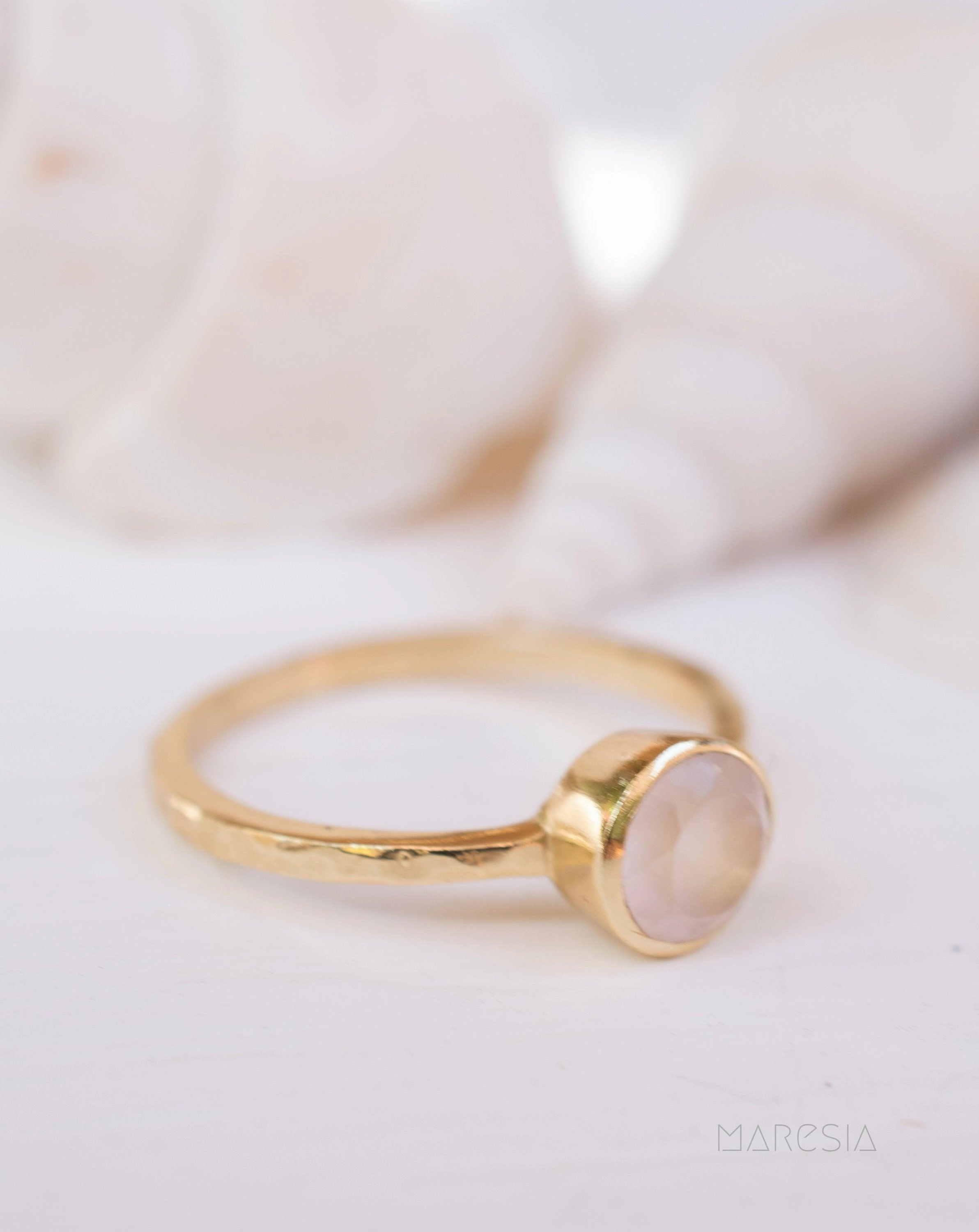 Rose Quartz Gold Ring ~ 18k Gold Plated ~ MR214