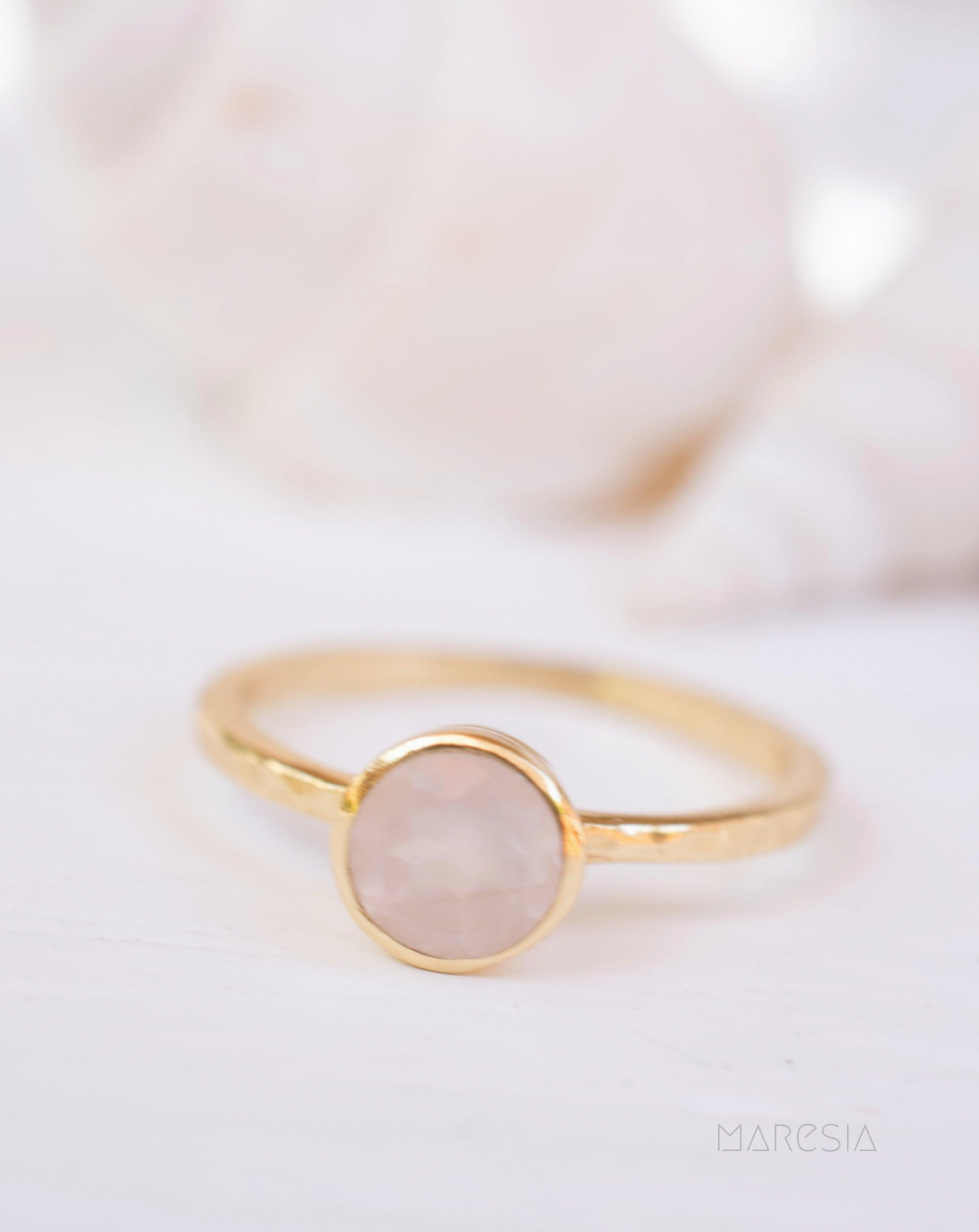 Rose Quartz Gold Ring ~ 18k Gold Plated ~ MR214