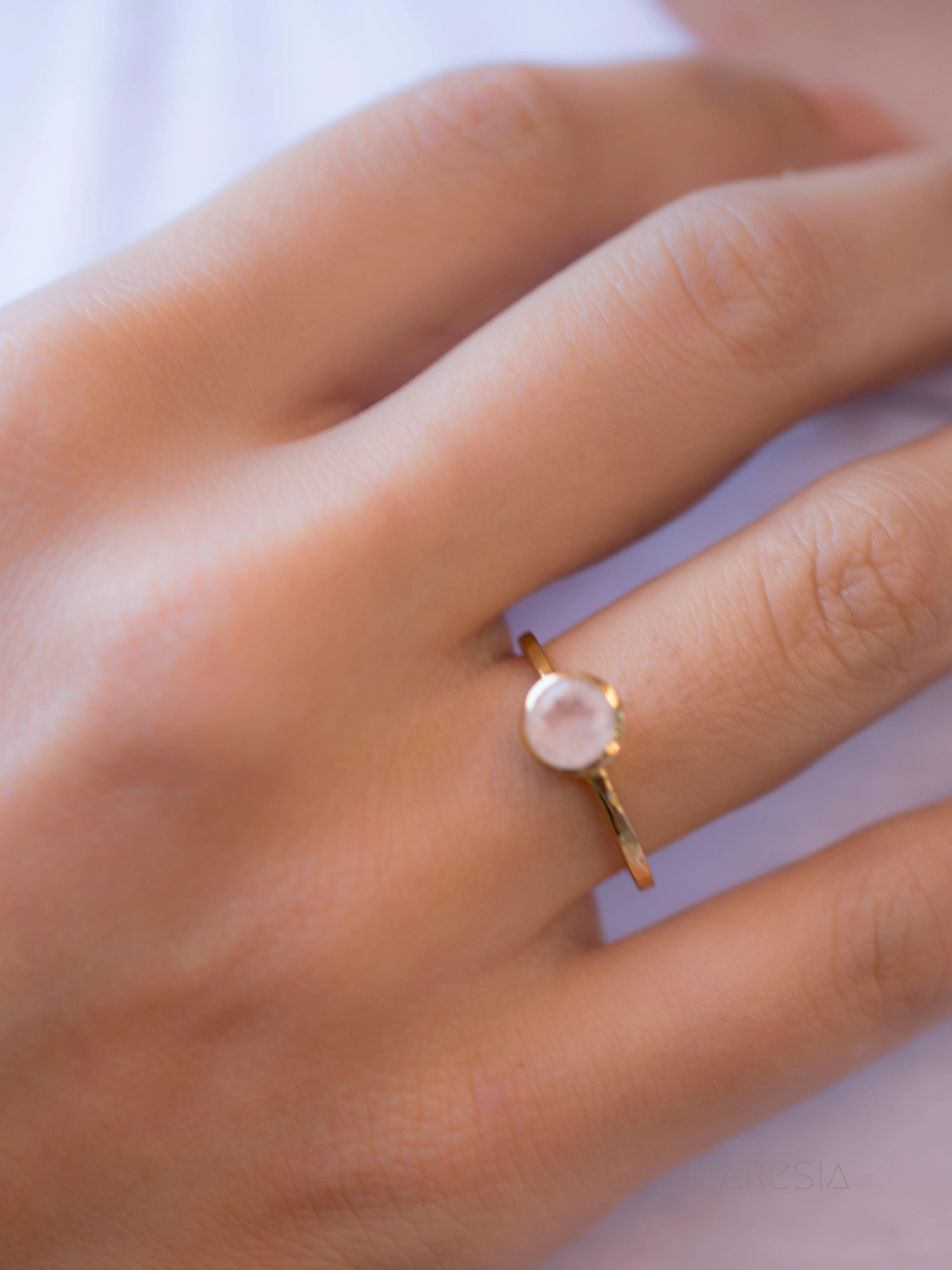 Rose Quartz Gold Ring ~ 18k Gold Plated ~ MR214