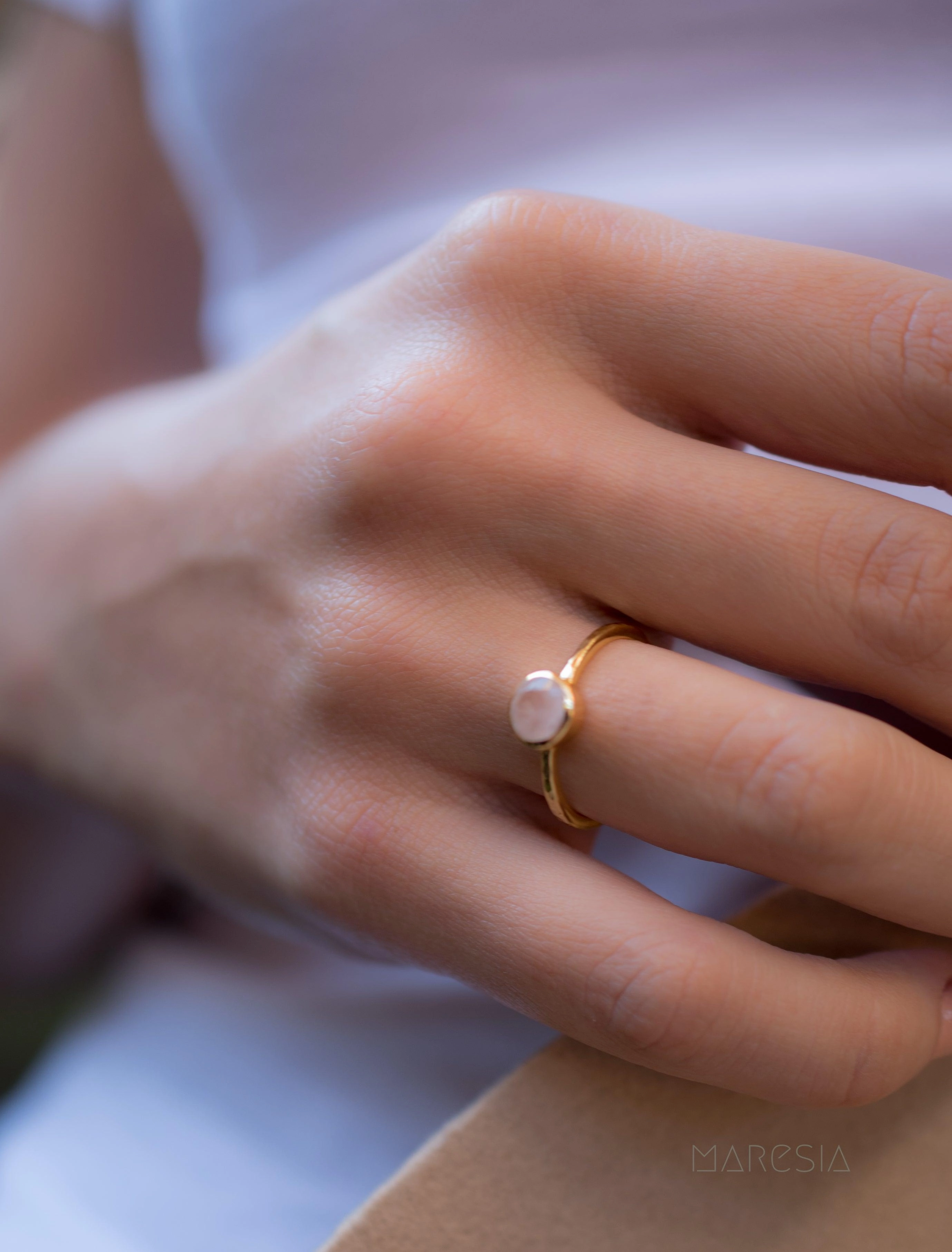 Rose Quartz Gold Ring ~ 18k Gold Plated ~ MR214
