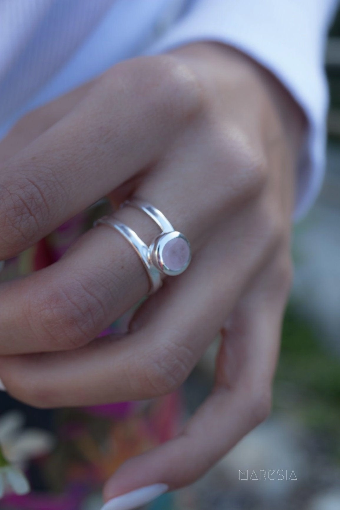 Rose Quartz Ring ~ Sterling Silver 925 ~ MR182