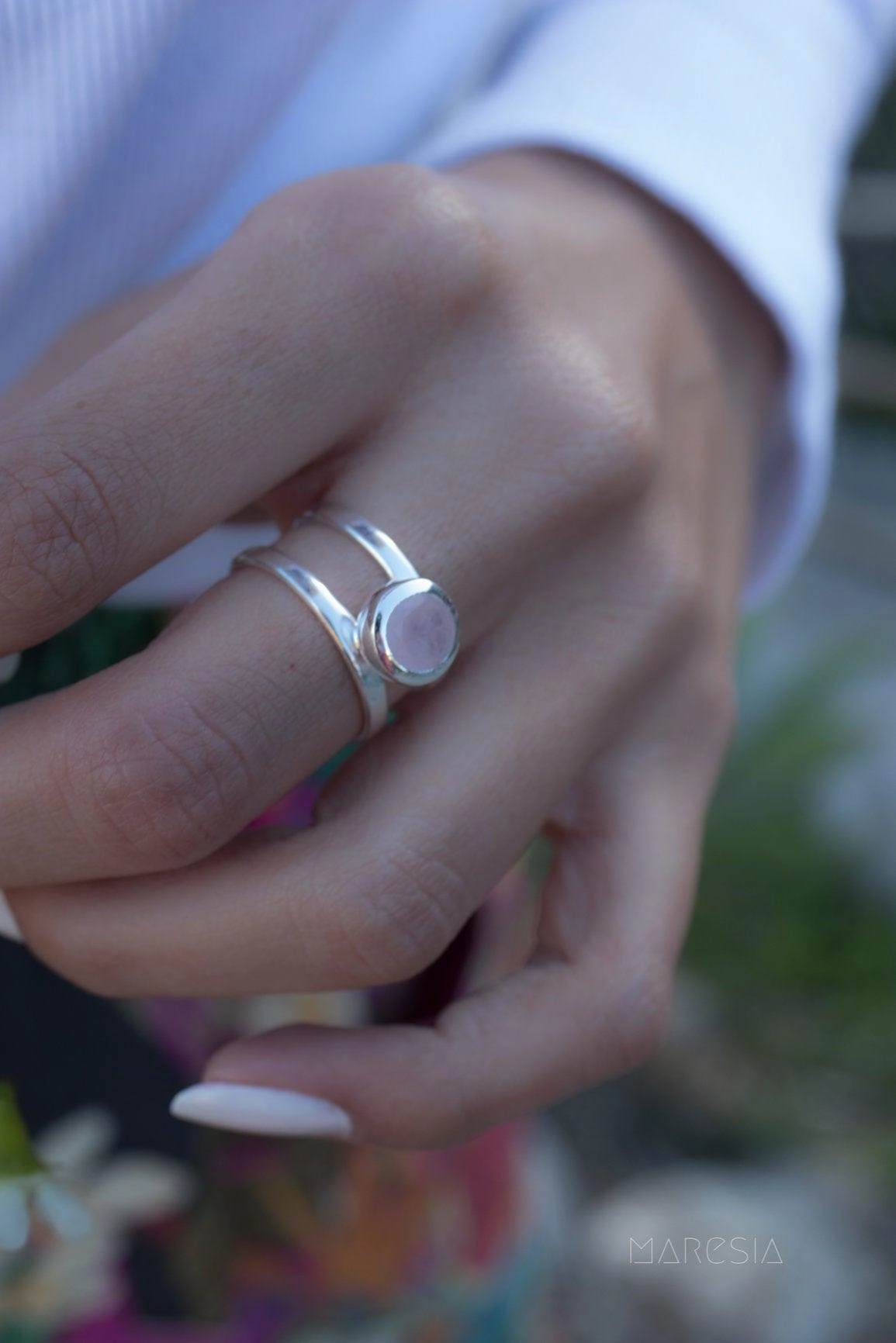Rose Quartz Ring ~ Sterling Silver 925 ~ MR182