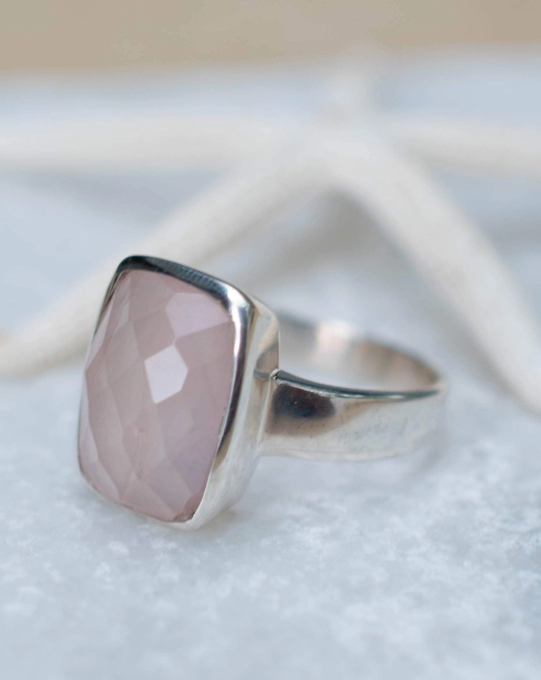 Rose Quartz Ring ~ Sterling Silver 925 ~MR222