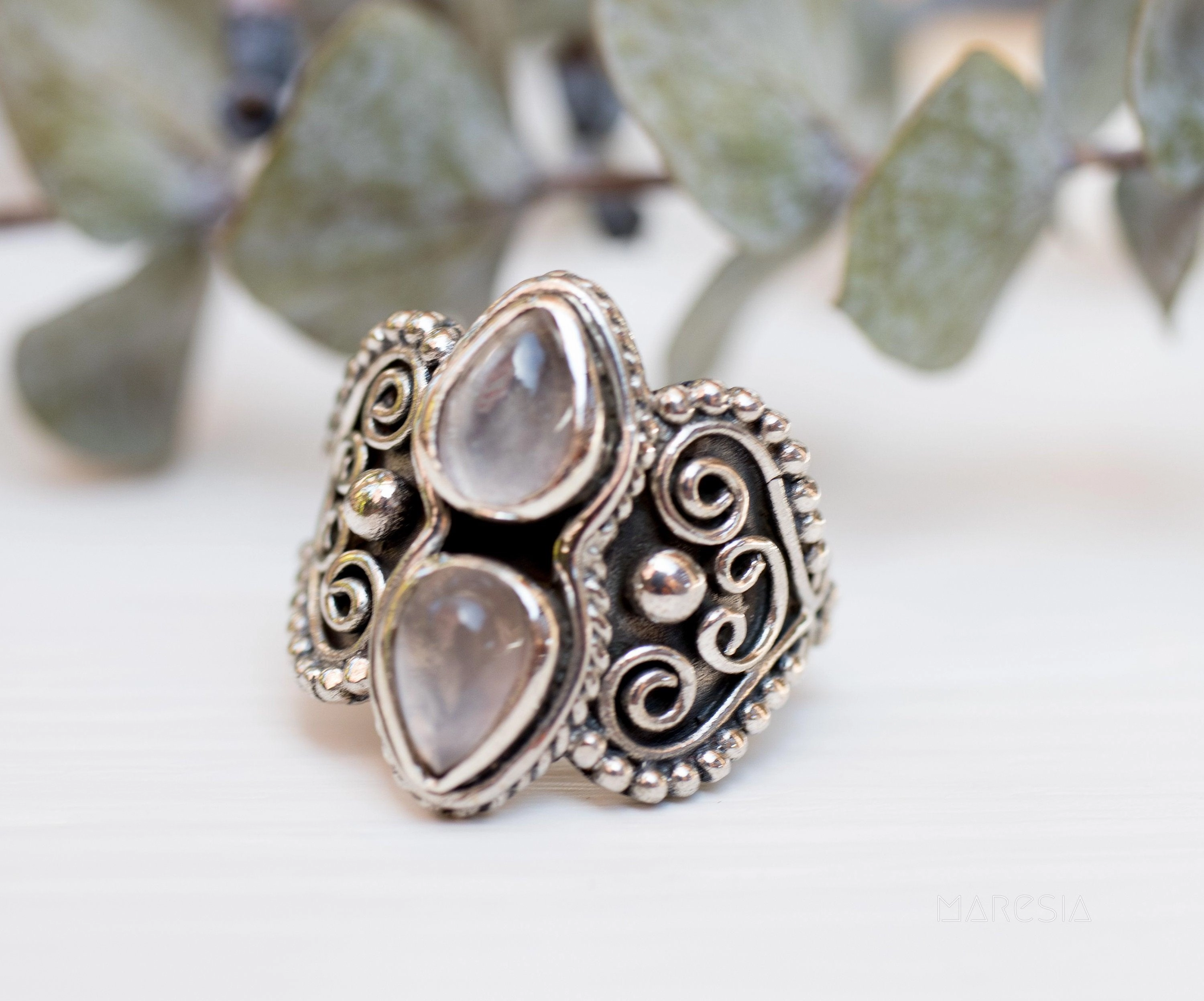 Rose Quartz Ring~Sterling Silver 925 ~ MR095