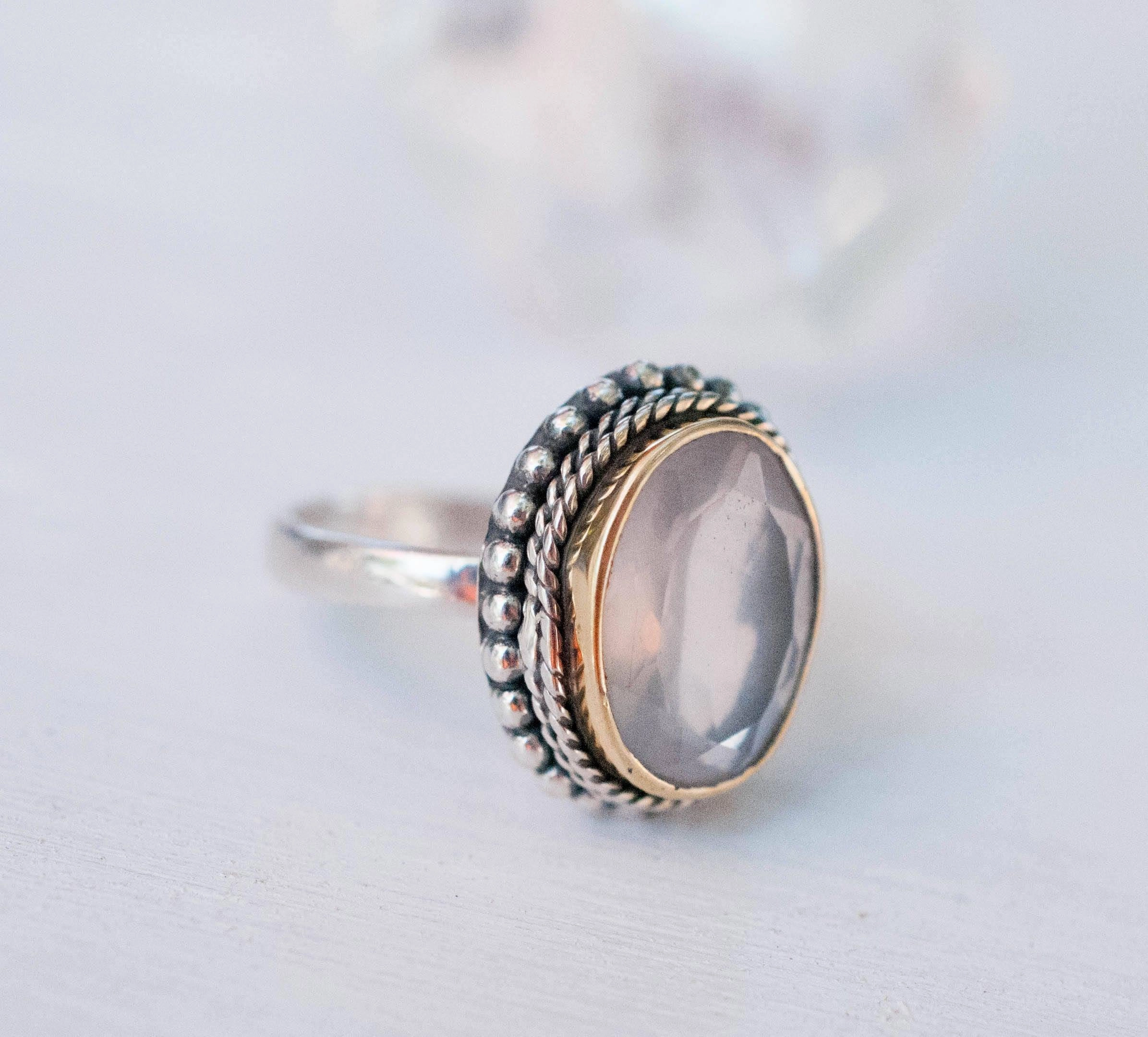 Rose Quartz Ring ~Sterling Silver 925 ~MR001