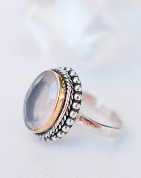 Rose Quartz Ring ~Sterling Silver 925 ~MR001