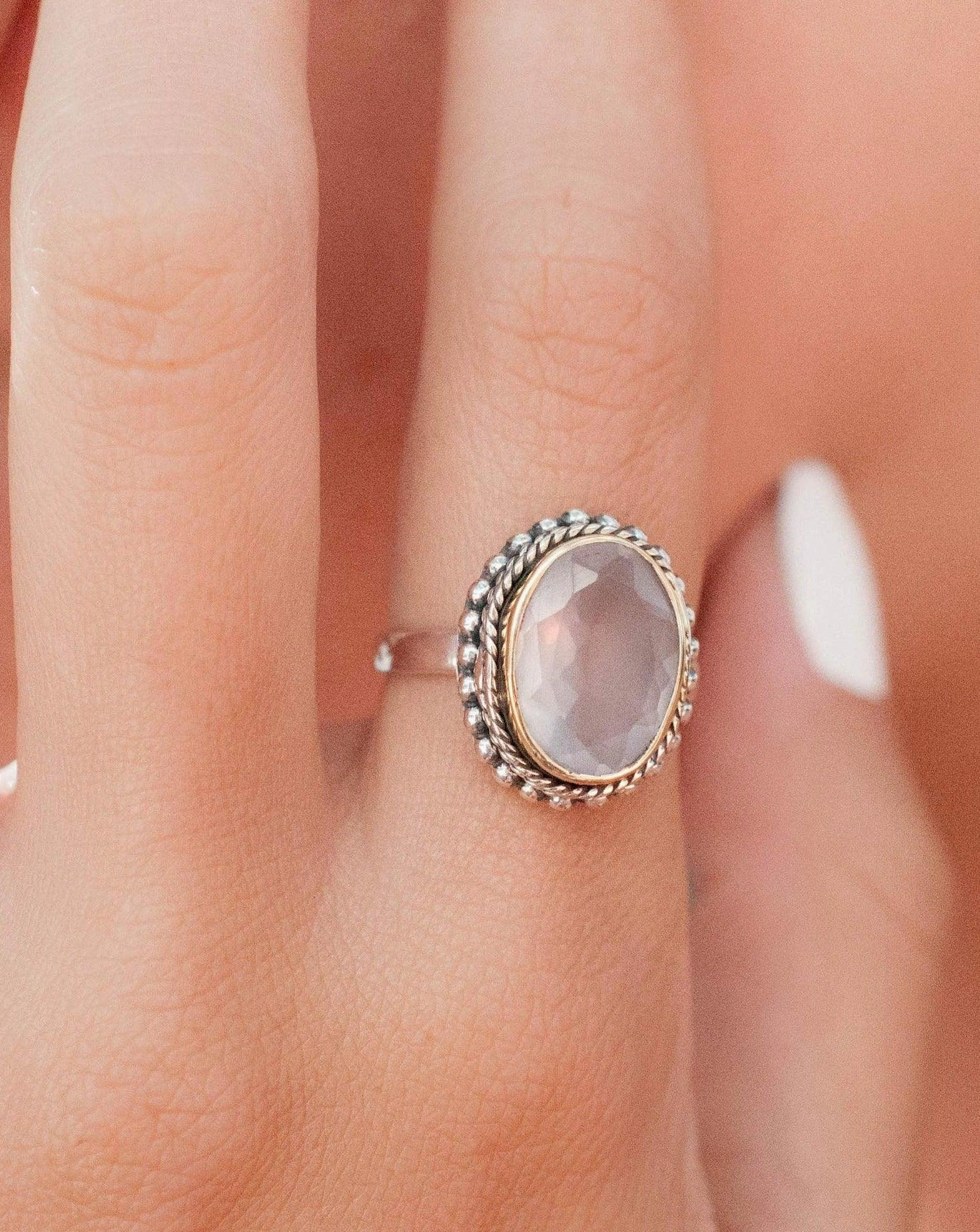 Rose Quartz Ring ~Sterling Silver 925 ~MR001