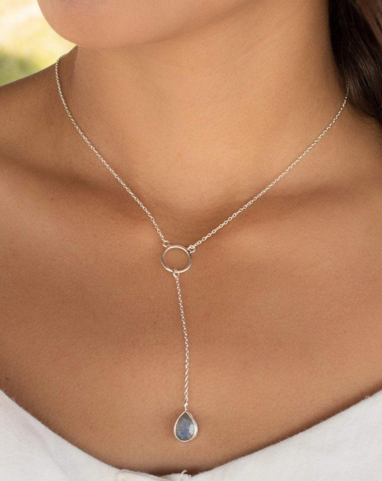 Rose Quartz Y Necklace ~ Sterling Silver 925~MN001A