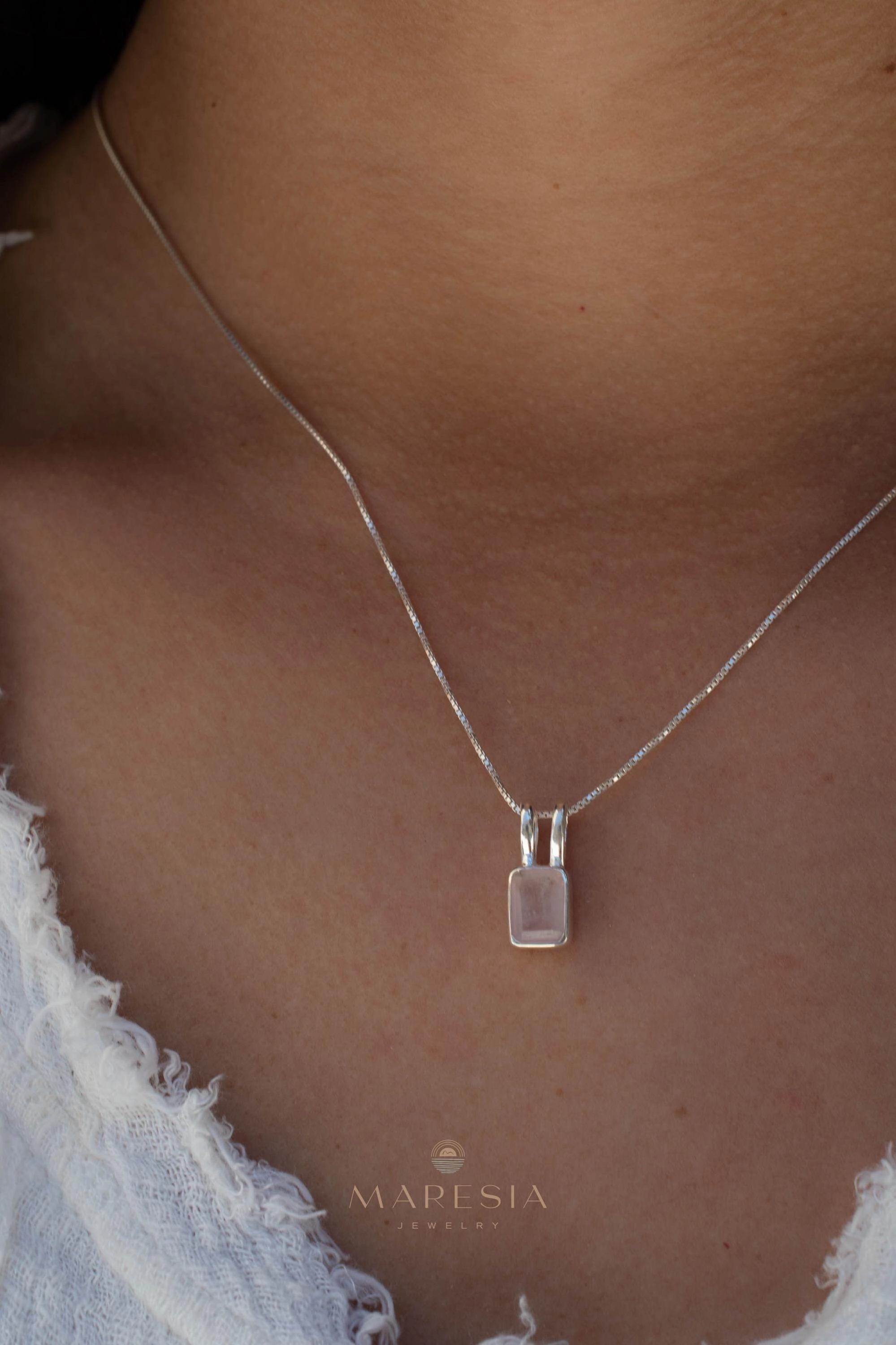 Rosilda Necklace ~ Aqua Chalcedony, Rose Quartz, Moonstone ~ Sterling Silver ~ MP021