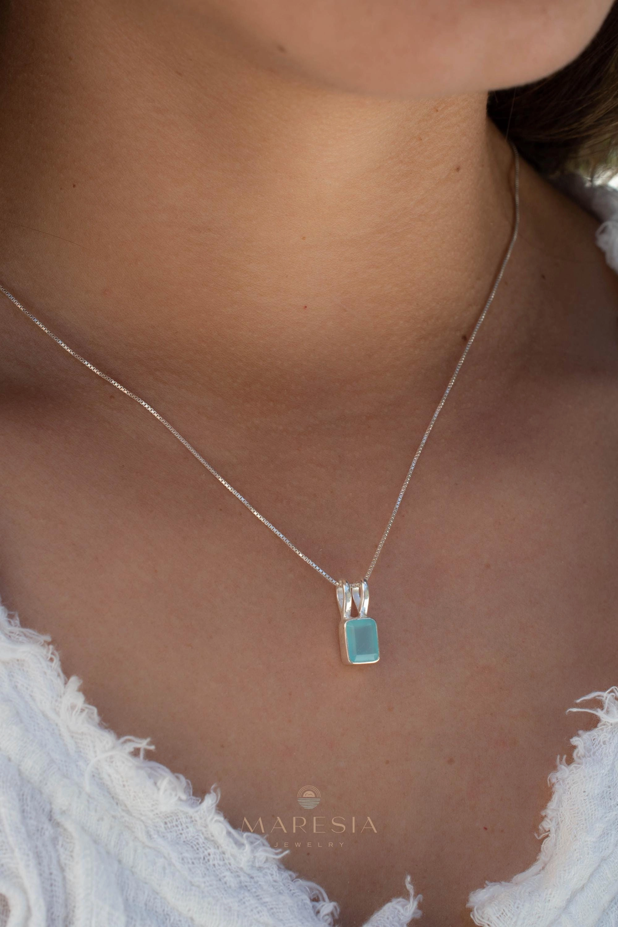 Rosilda Necklace ~ Aqua Chalcedony, Rose Quartz, Moonstone ~ Sterling Silver ~ MP021