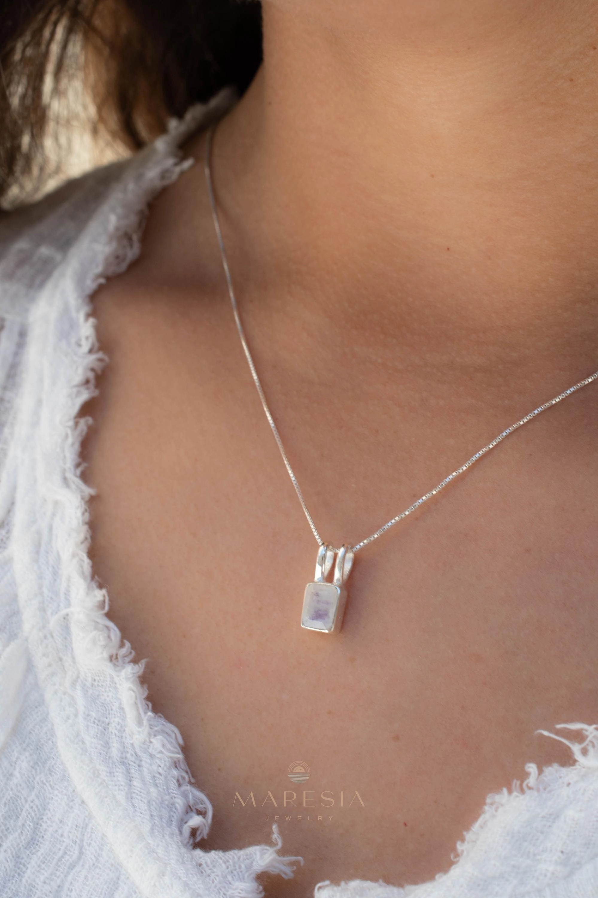 Rosilda Necklace ~ Aqua Chalcedony, Rose Quartz, Moonstone ~ Sterling Silver ~ MP021