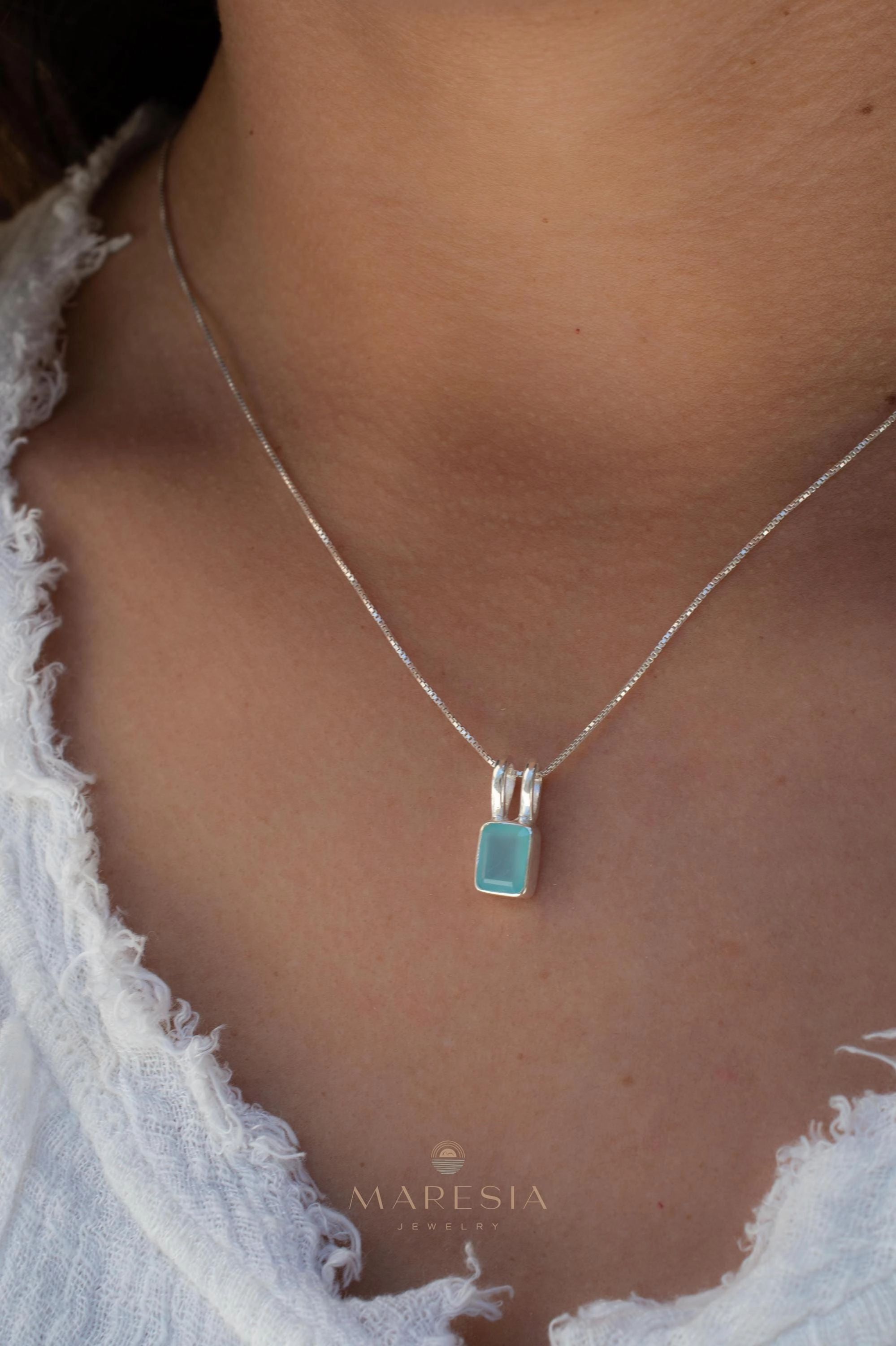 Rosilda Necklace ~ Aqua Chalcedony, Rose Quartz, Moonstone ~ Sterling Silver ~ MP021
