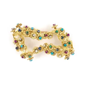 Rossi Multi-Gemstone En Tremblant Floral Pin