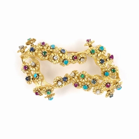 Rossi Multi-Gemstone En Tremblant Floral Pin