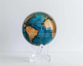 Rotating Blue And Gold Globe With Acrylic Base