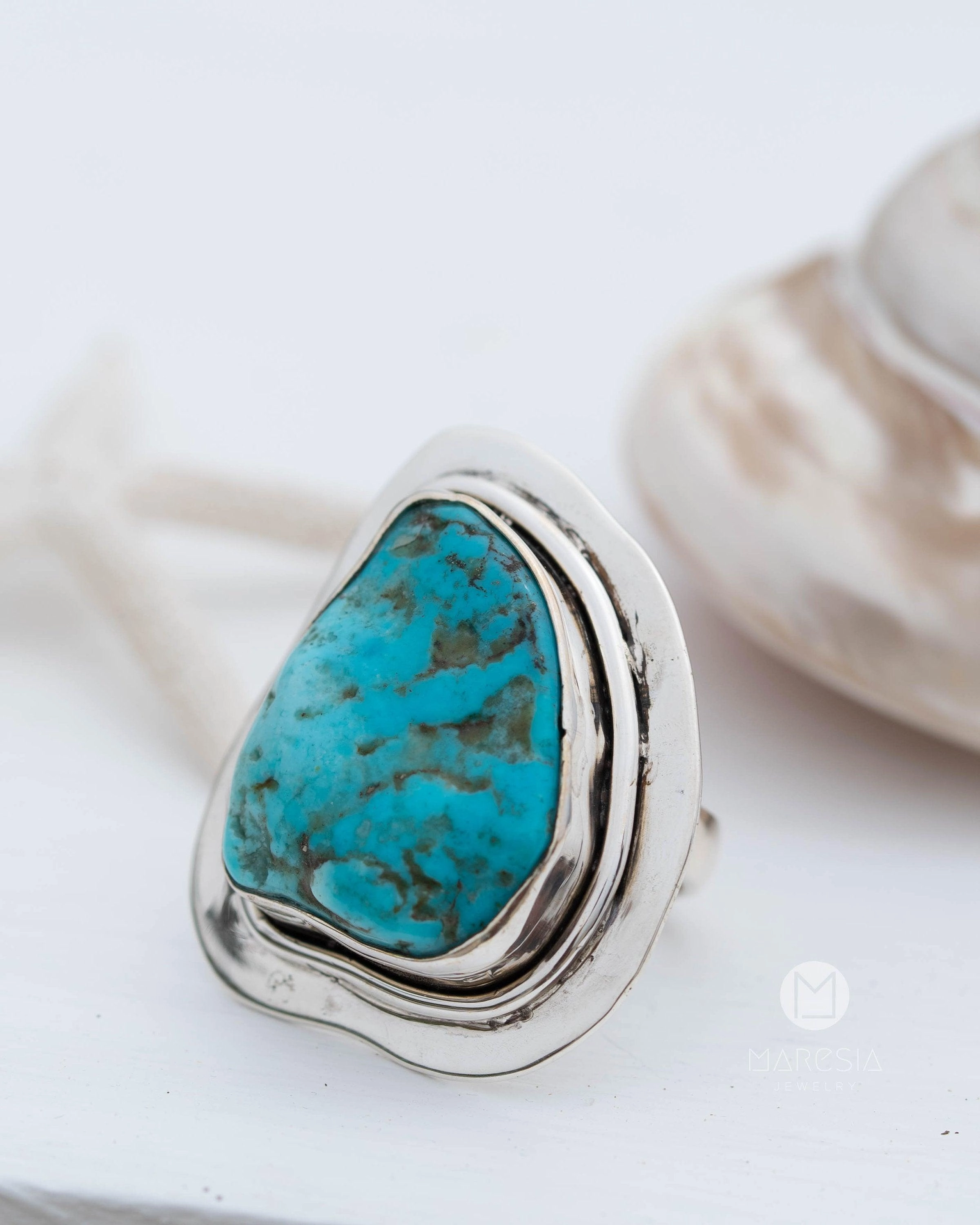 Rough Turquoise Ring ~ Sterling Silver 925 ~ MR035