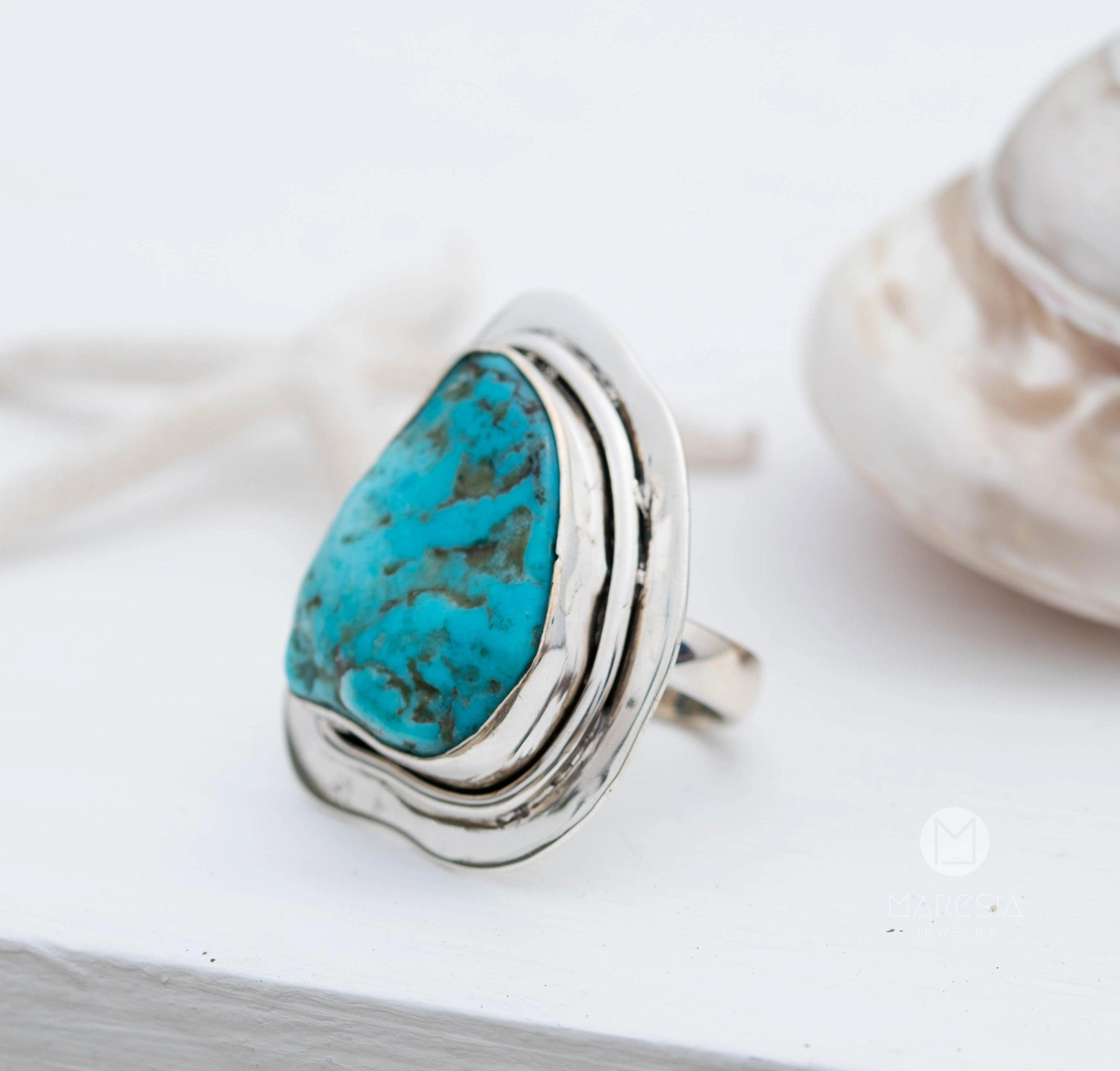 Rough Turquoise Ring ~ Sterling Silver 925 ~ MR035