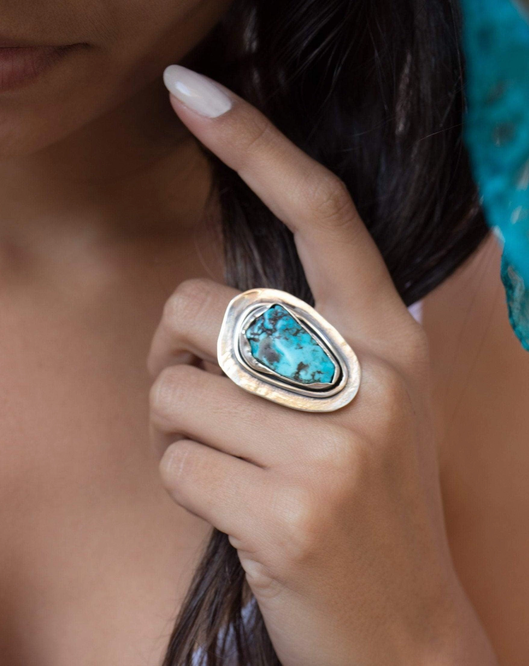 Rough Turquoise Ring ~ Sterling Silver 925 ~ MR035