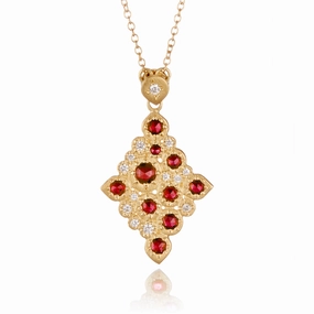 Ruby Mosaic Pendant Necklace