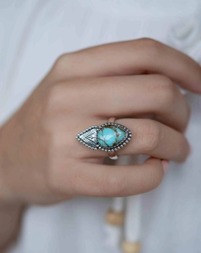Salety Ring ~ Turquoise ~ Sterling Silver 925 ~ MR283