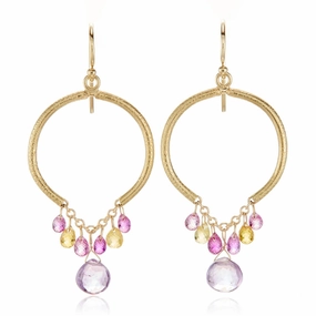 Sapphire & Amethyst Drop Ring Earrings