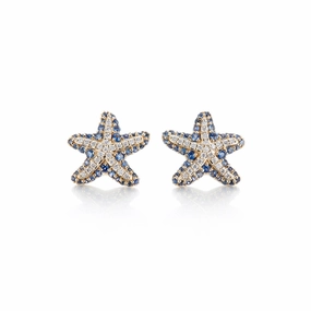 Sapphire & Diamond Starfish Earrings