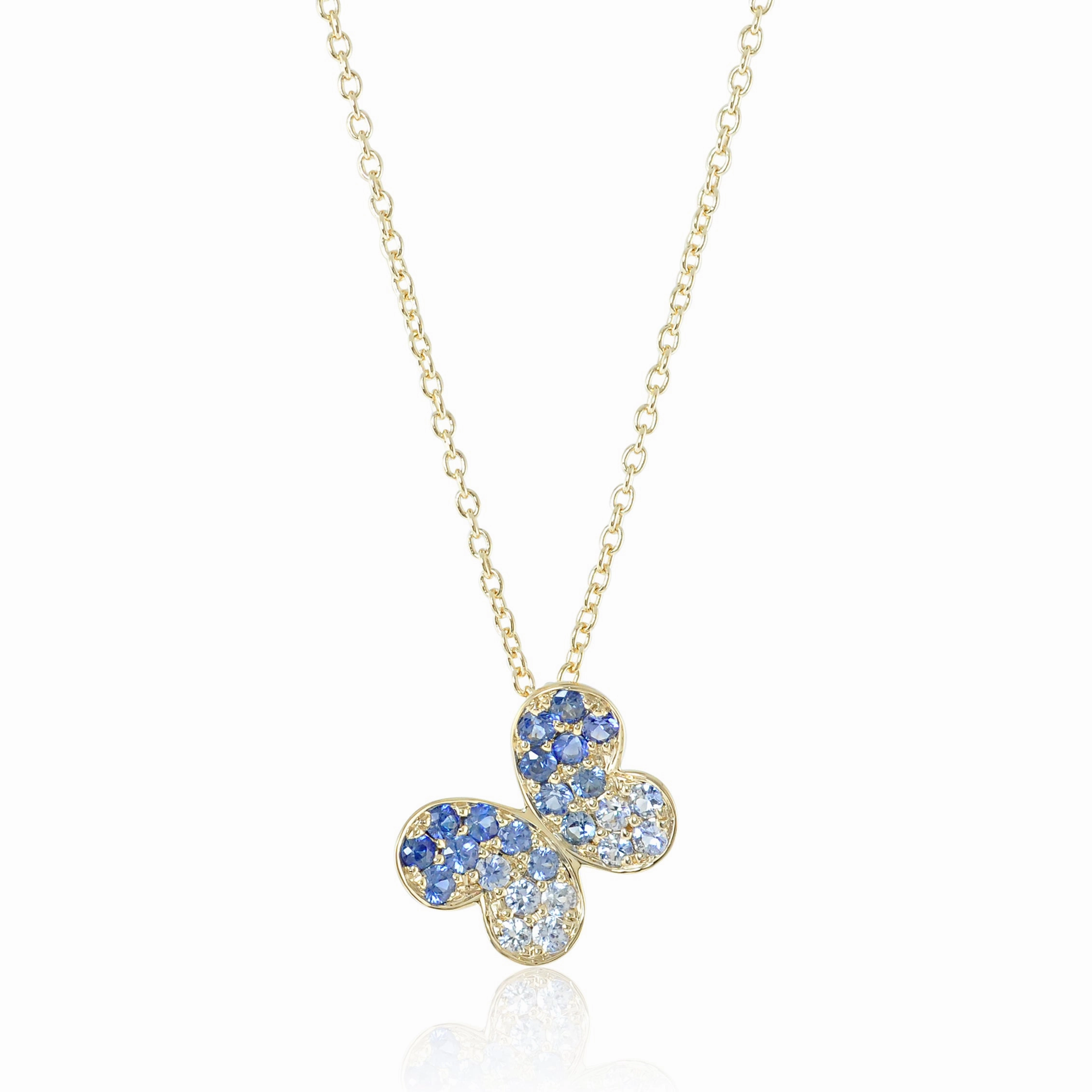 Sapphire Butterfly Pendant Necklace
