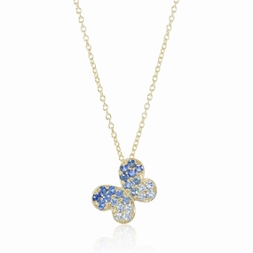 Sapphire Butterfly Pendant Necklace