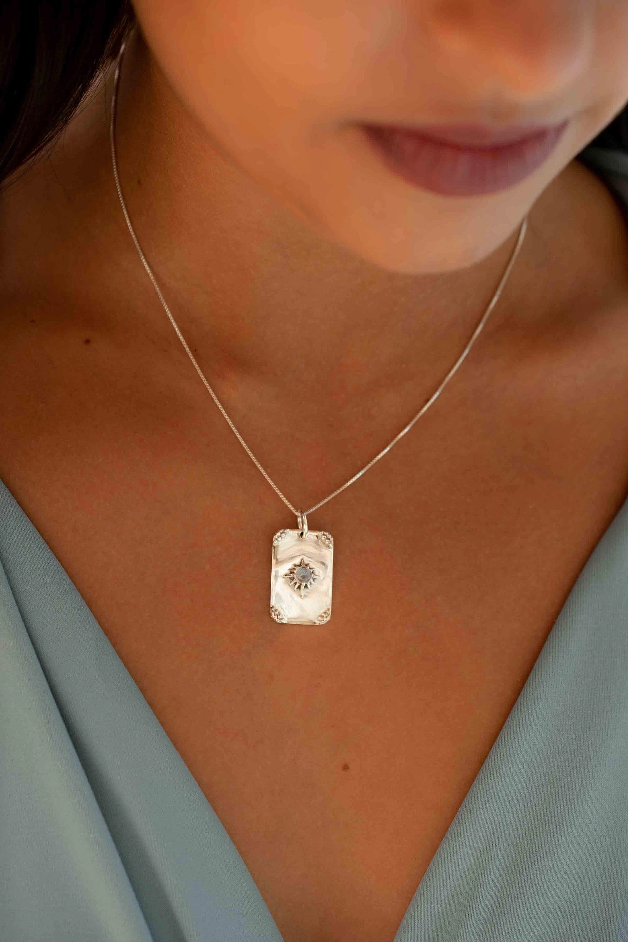 Sara Pendant ~ Moonstone or Turquoise ~ Sterling Silver 925  ~ MN083