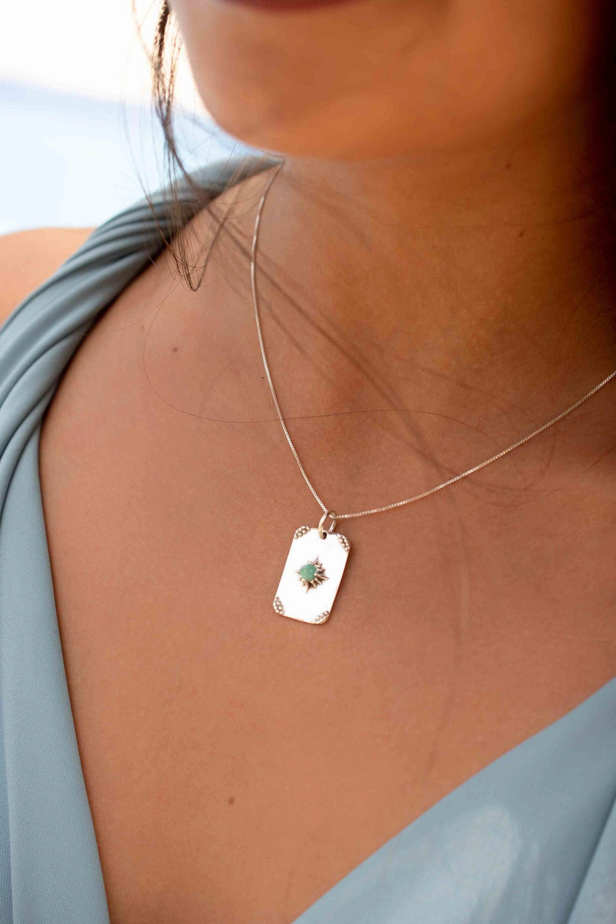 Sara Pendant ~ Turquoise or Moonstone ~ Sterling Silver 925  ~ MN082