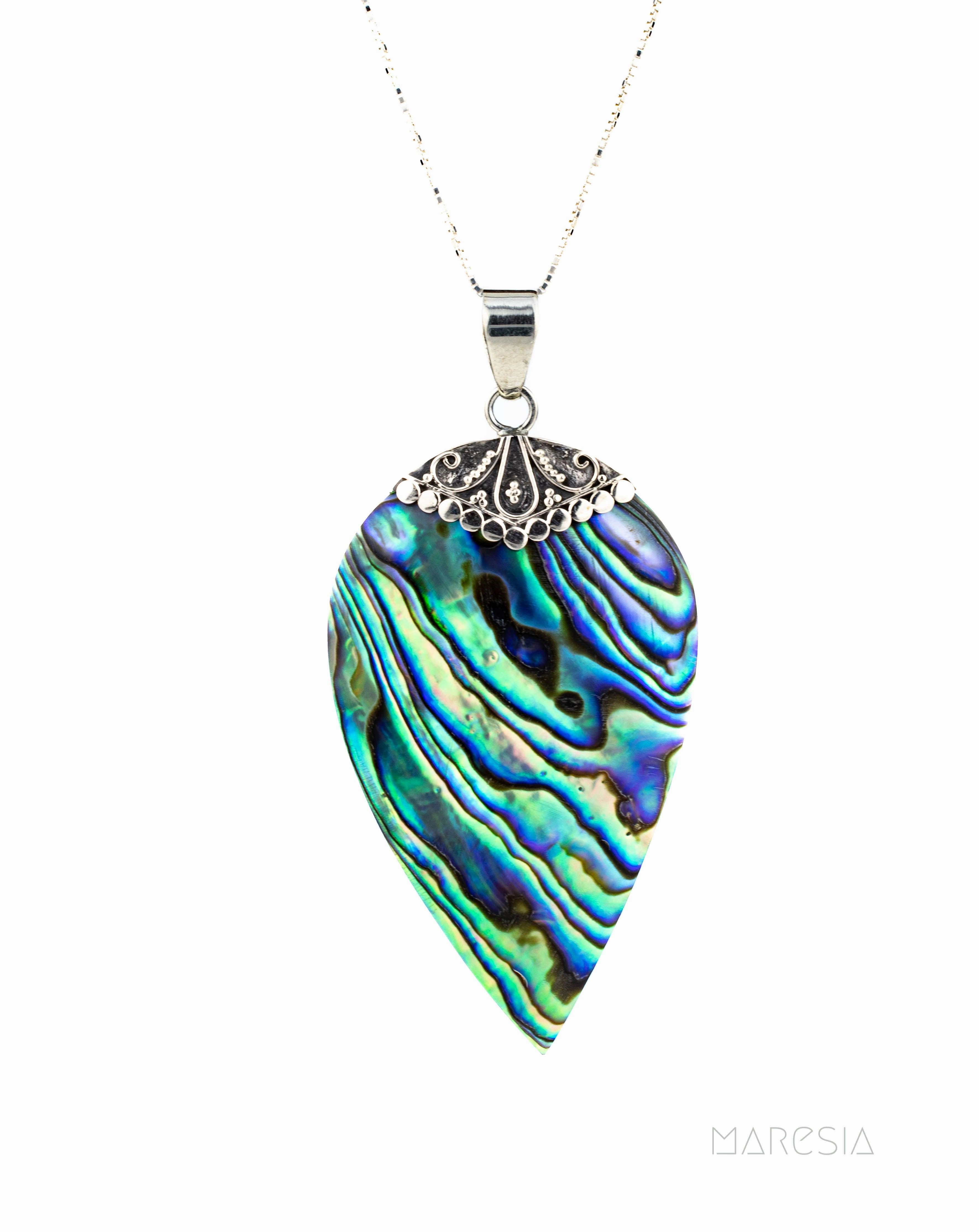Sarah leaf Pendant ~ Abalone ~ Sterling Silver 925 ~SMP016