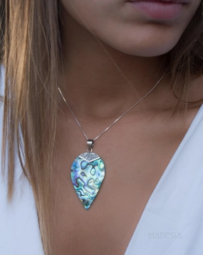 Sarah leaf Pendant ~ Abalone ~ Sterling Silver 925 ~SMP016