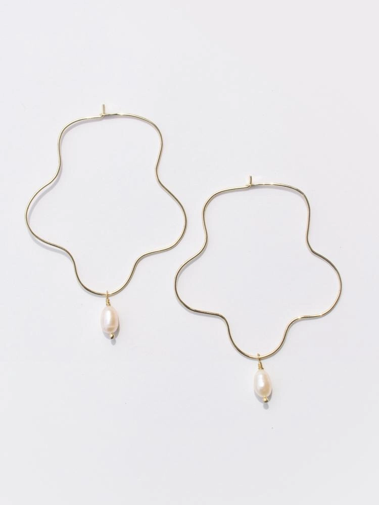 Sea Squiggle Hoops - Gold