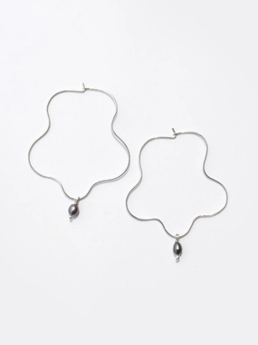 Sea Squiggle Hoops - Silver