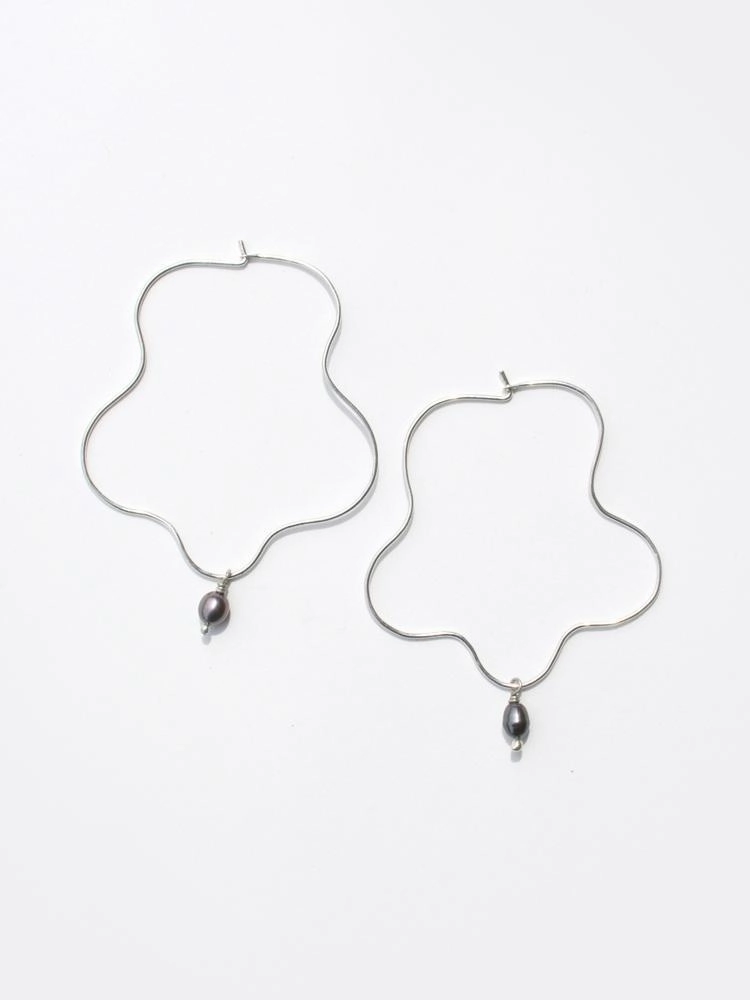 Sea Squiggle Hoops - Silver