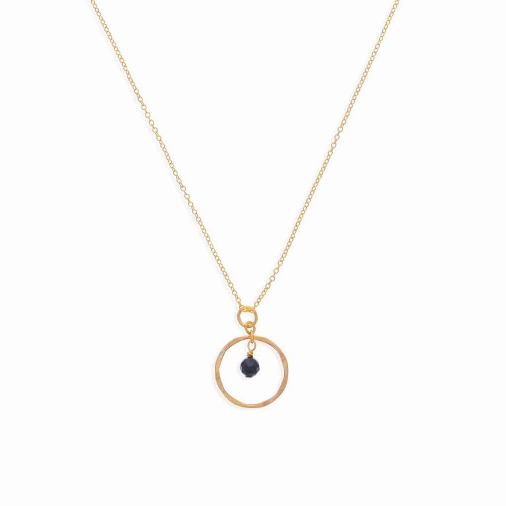 September Birthstone Necklace: Yellow Gold Filled Necklace With Sapphire Bead