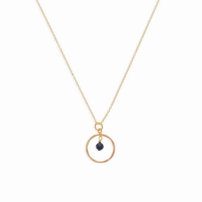 September Birthstone Necklace: Yellow Gold Filled Necklace With Sapphire Bead