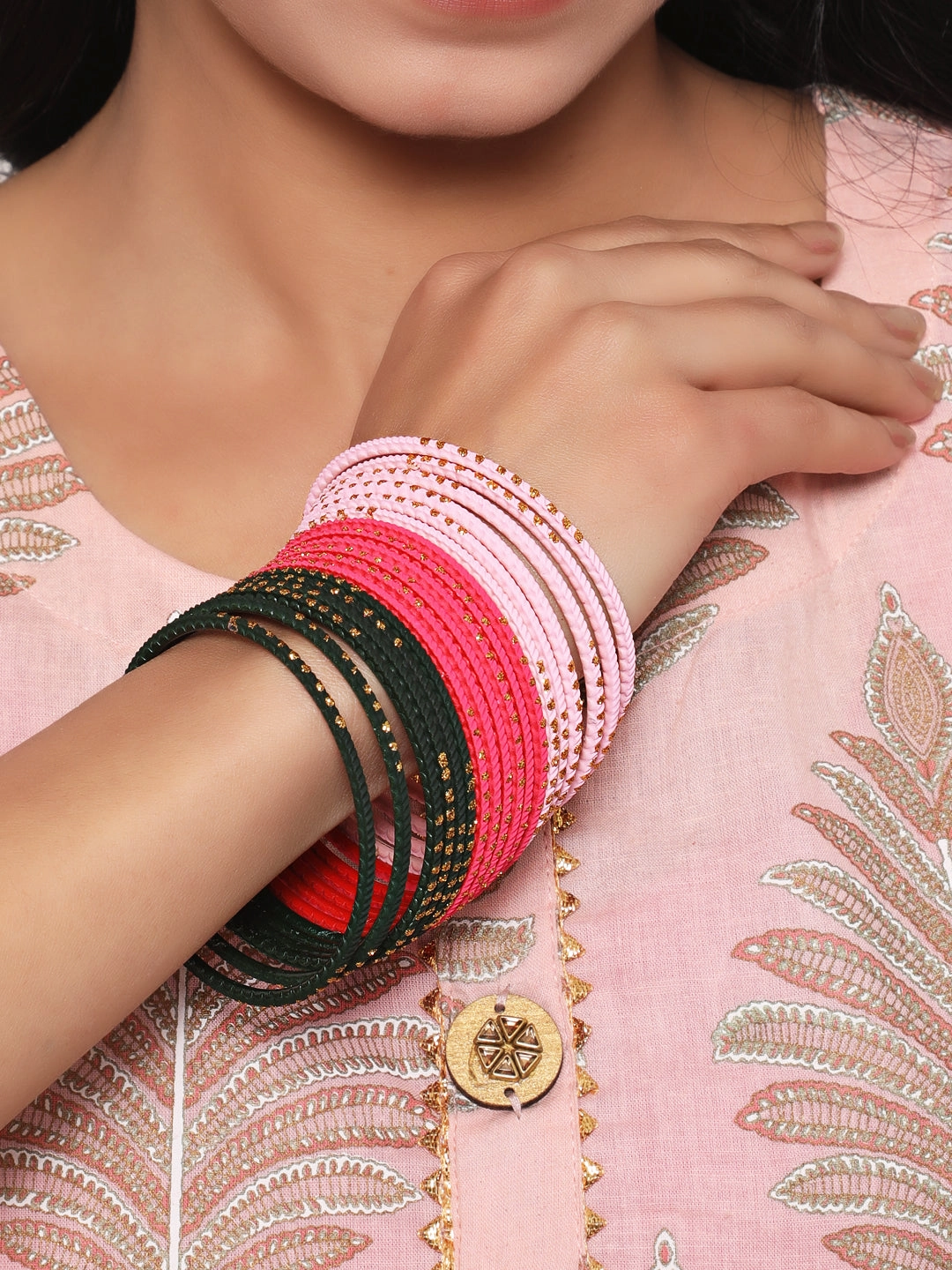 Set Of 24 Solid Handcrafted Multicolour Bangles