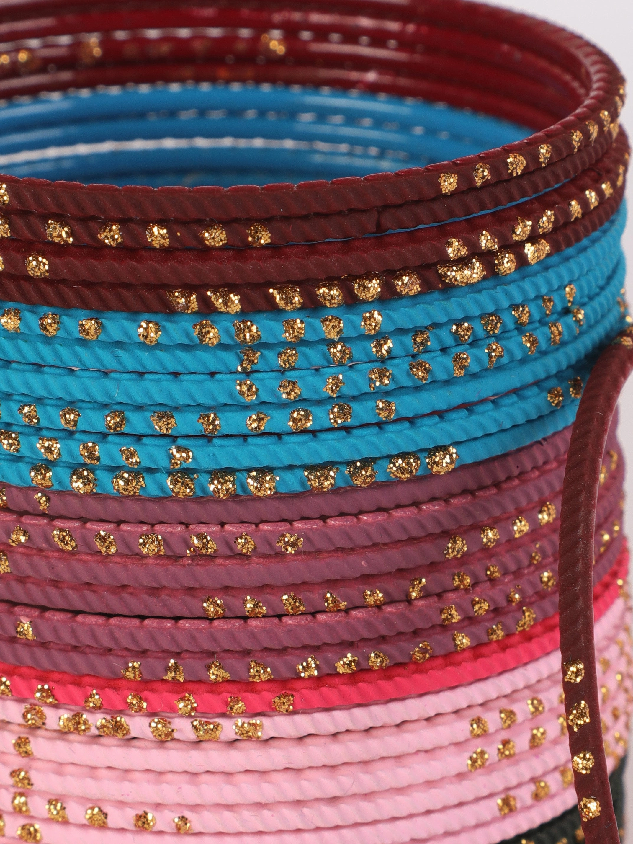 Set Of 24 Solid Handcrafted Multicolour Bangles
