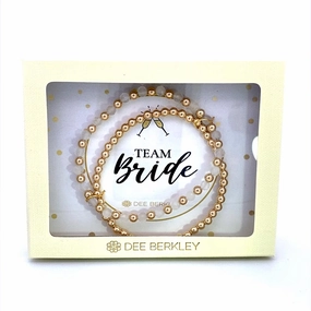Set Of 2: Gold Filled Bead Bracelet With Moonstone And Gold Filled Beads In "Team Bride" Cream Gift Box