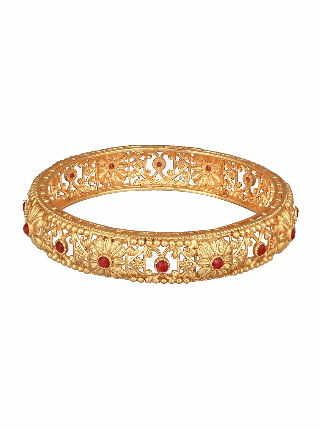 Set Of 2 Gold-Plated Stone-Studded Handcrafted Bangles