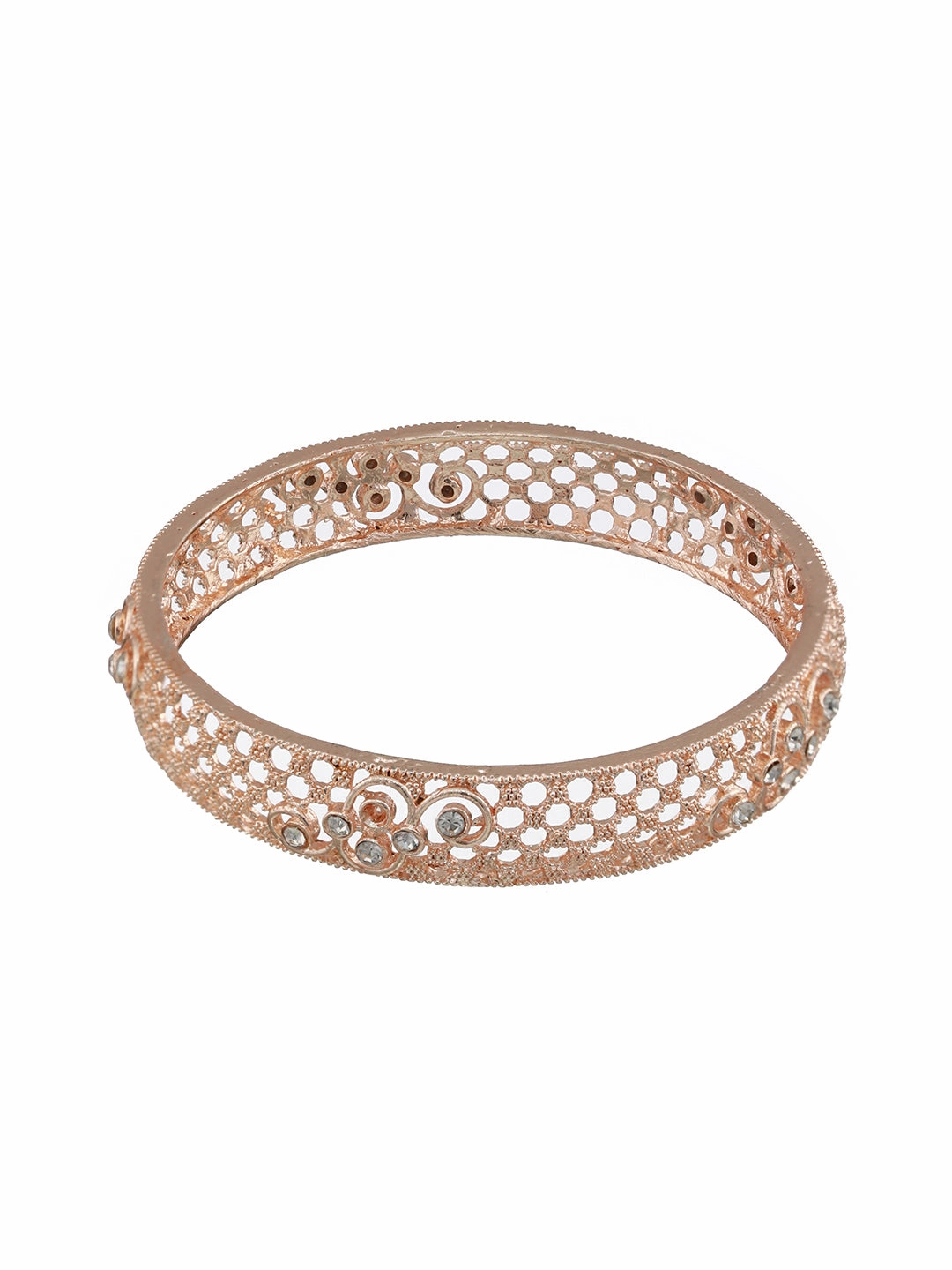 Set Of 2 Rose Gold-Plated Cubic Zirconia Studded Bangle