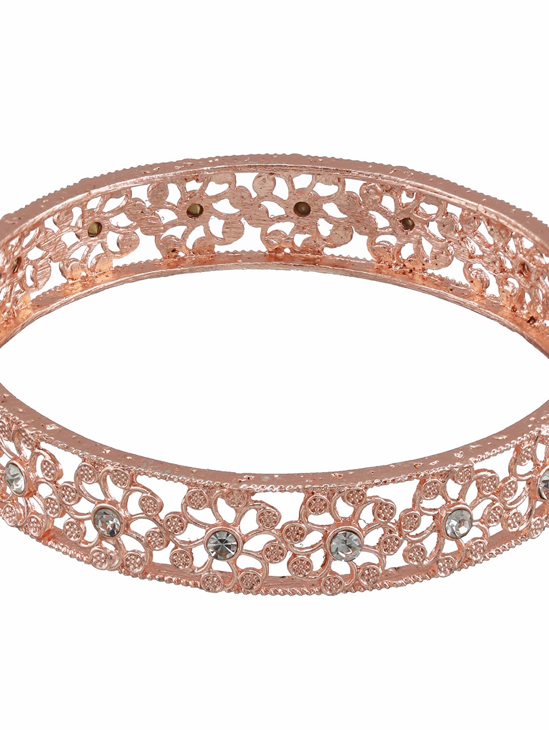Set Of 2 Rose Gold-Plated Cubic Zirconia Studded Bangles