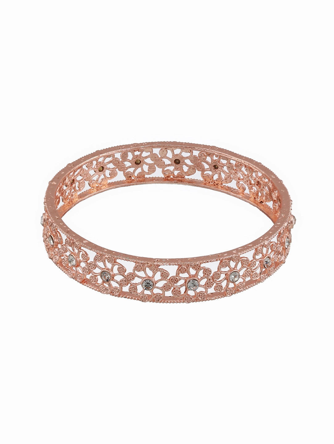 Set Of 2 Rose Gold-Plated Cubic Zirconia Studded Bangles