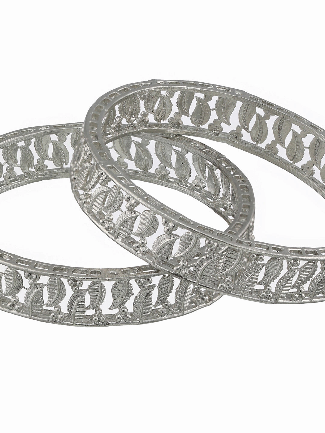 Set Of 2 Silver-Plated Leaf Shaped Bangles