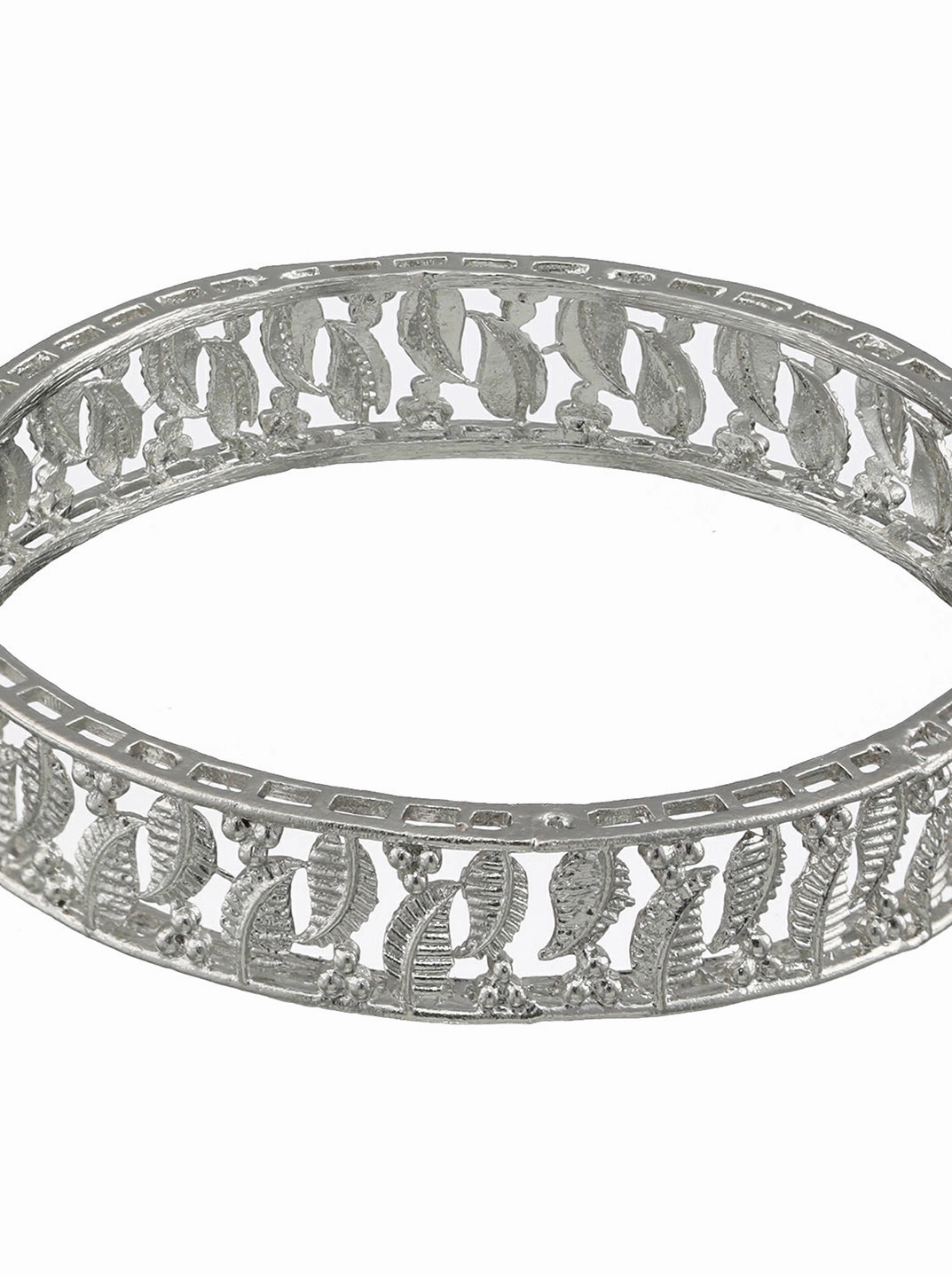 Set Of 2 Silver-Plated Leaf Shaped Bangles